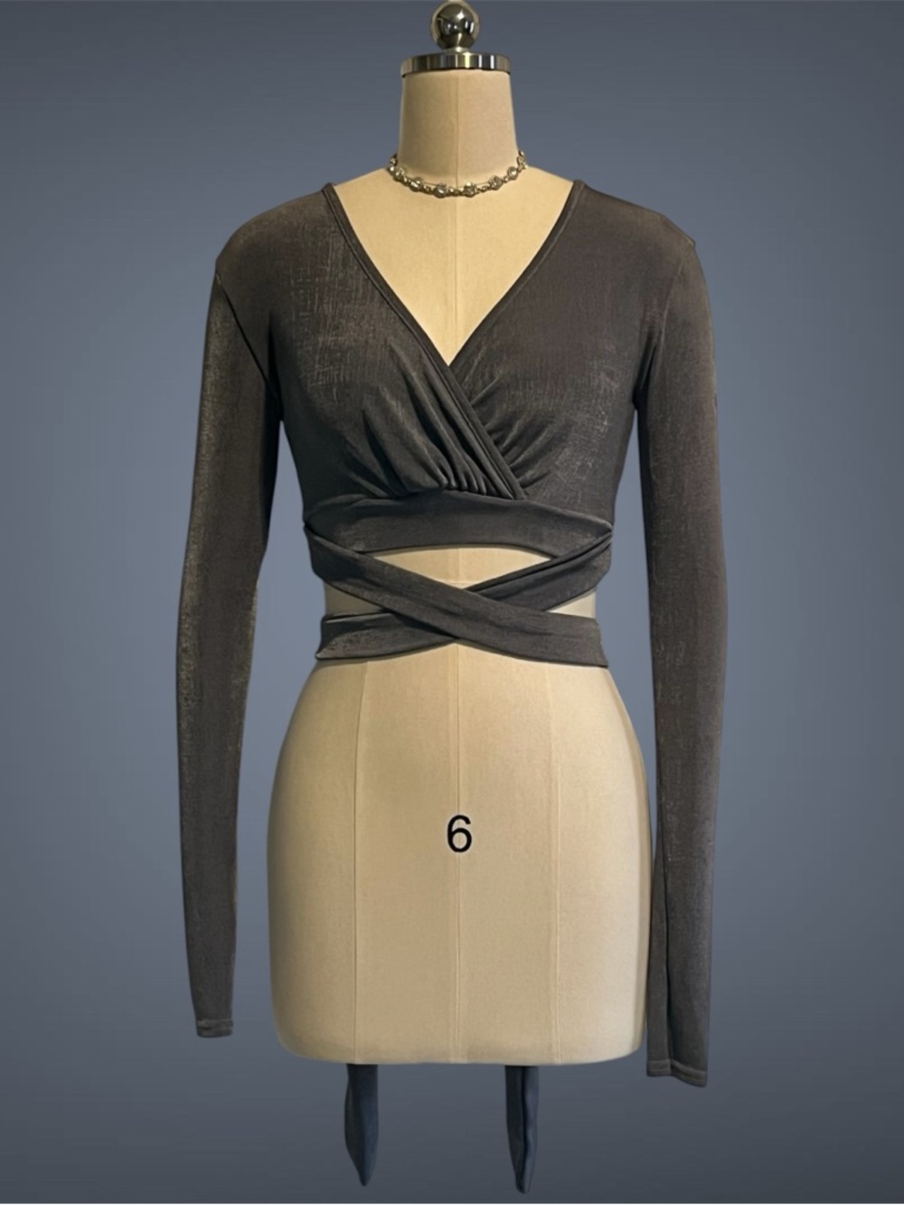 Missguided Silver Wrap Crop Top